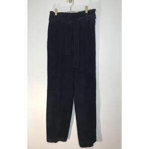 Cedars Vintage Black Suede Leather Paperbag Pants 10